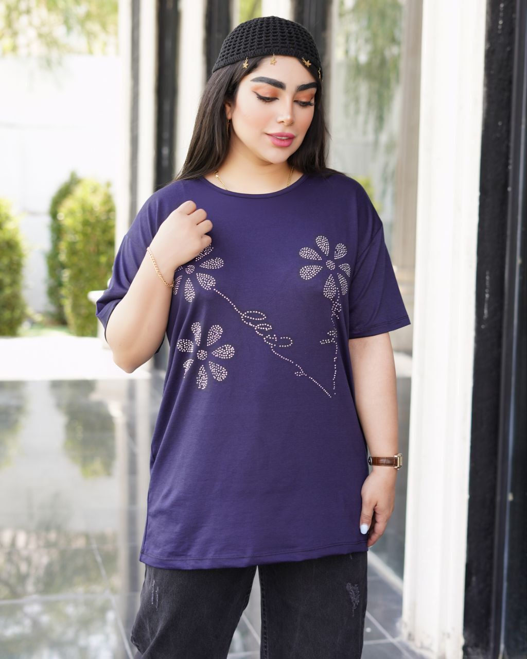 تیشرت گل برجسته تک