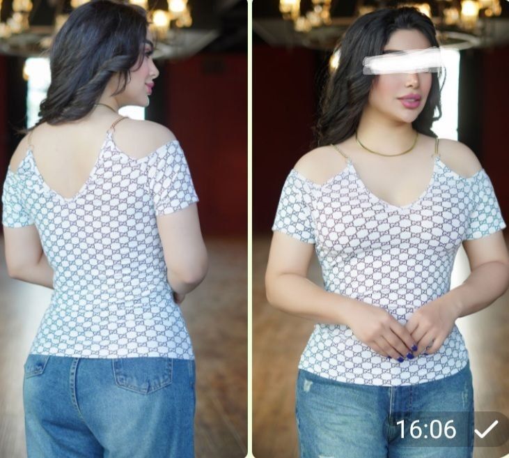 تیشرت سرشانه باز زنجیری gucci عمده